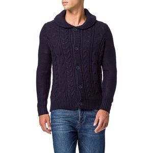 find. Men's Cable Knit Collar Cardigan Sweater